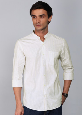 PETER ENGLAND Men Striped Formal Cream Shirt