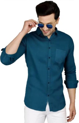 Wristy Men Solid Casual Blue Shirt