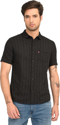 LEVI'S Men Self Design Casual Black Shirt
