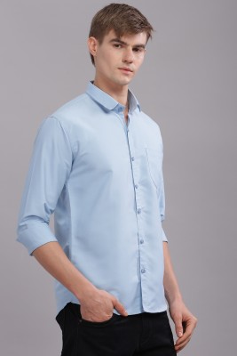 Dijuca Med Men Solid Casual Light Blue Shirt