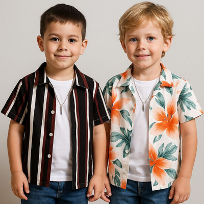 SVHFashion Boys Printed Casual Multicolor Shirt(Pack of 2)