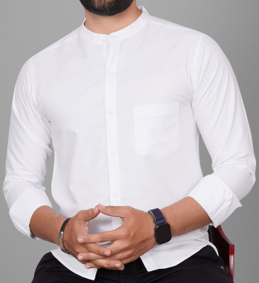 GLOBAL NOMAD Men Solid Casual White Shirt