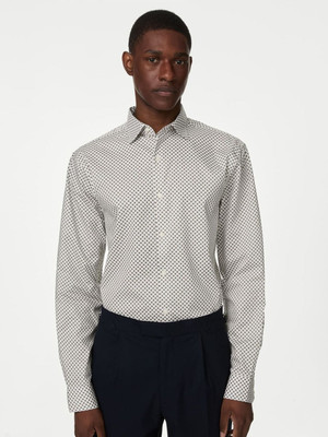 MARKS & SPENCER Men Printed Casual Beige Shirt
