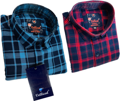 Vellical Men Checkered Casual Multicolor Shirt(Pack of 2)