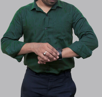 chirag enterprises Men Solid Formal Green Shirt