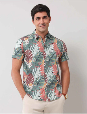 Moda Rapido Men Printed Casual Green Shirt
