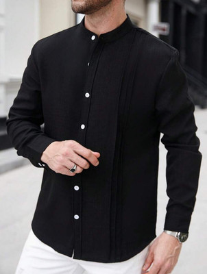 JACKBELLA Men Solid Casual Black Shirt