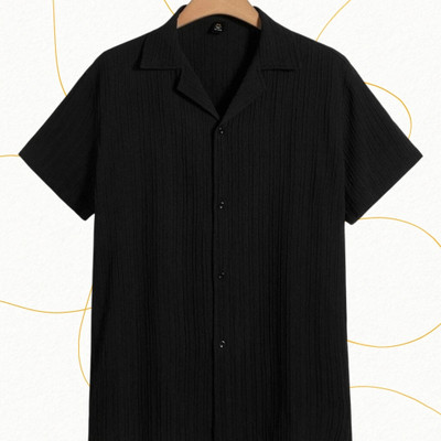 A Dearise Trend Men Self Design Casual Black Shirt