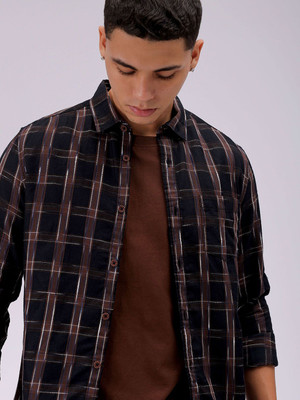 The Indian Garage Co. Men Checkered Casual Black Shirt