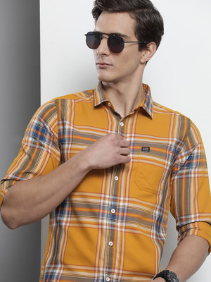 The Indian Garage Co. Men Checkered Casual Yellow Shirt