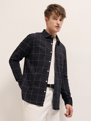 THE BEAR HOUSE Men Checkered Casual Black Shirt