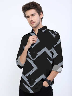 HEMAS LIFESTYLE Men Printed Casual Black Shirt