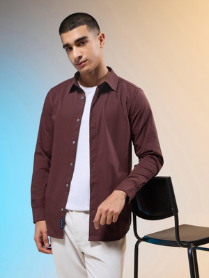TECHNOSPORT Men Solid Casual Brown Shirt