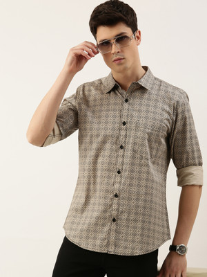 METRONAUT Men Printed Casual Beige, Black Shirt