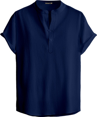 Webric Men Self Design Straight Kurta(Black)