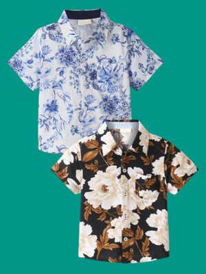 KILLER Boys Printed Casual Black Shirt(Pack of 2)
