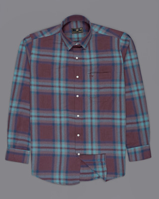 french crown Men Checkered Casual Brown Shirt