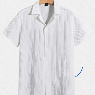 Jenil Fashion Men Self Design Casual White Shirt