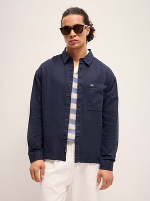 THE BEAR HOUSE Men Solid Casual Blue Shirt