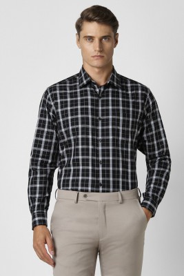 VAN HEUSEN Men Checkered Formal Black Shirt