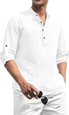 Vimal Star Men Solid Straight Kurta(White)