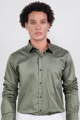 french crown Men Solid Formal Green Shirt