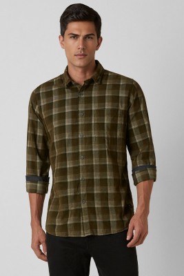 VAN HEUSEN Men Checkered Casual Brown Shirt