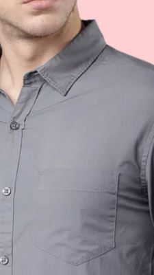 Isuel Fabb Men Solid Casual Grey Shirt