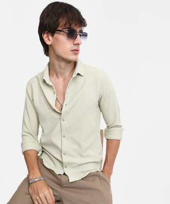 CAMPUS SUTRA Men Self Design Casual White Shirt