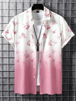 Radha Krishna Fashion Men Printed Casual Pink Shirt