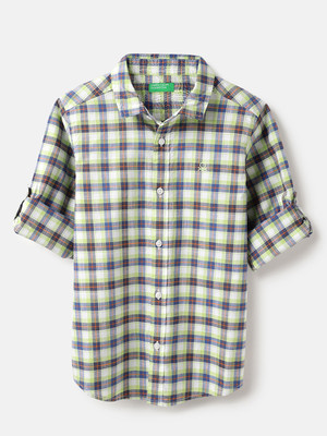 United Colors of Benetton Boys Checkered Casual Multicolor Shirt