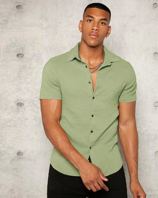 Riddhi Siddhi Enterprise Men Solid Casual Green Shirt
