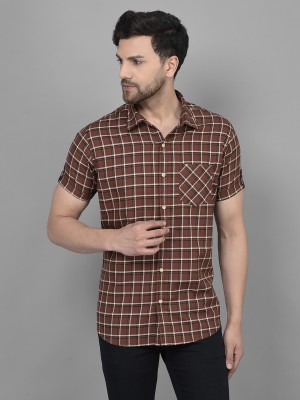 Canary London Men Checkered Casual Brown Shirt