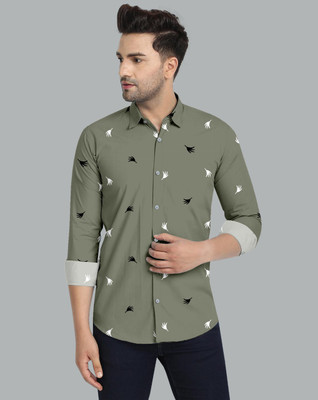 DORAEMONSHIRT Men Printed Casual Green Shirt