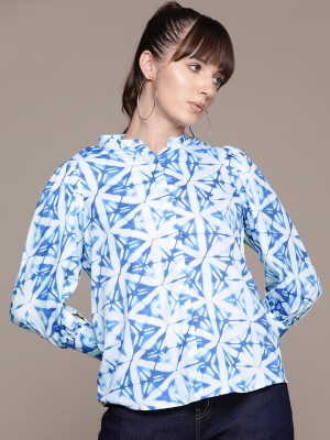 Roadster Women Printed Casual Blue, White Shirt