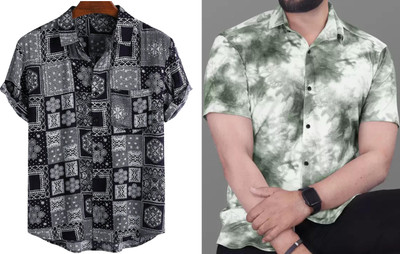 Lonexo Men Printed Casual Multicolor Shirt(Pack of 2)
