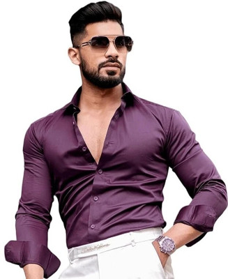 SATADHAR ENTERPRISES Men Solid Casual Purple Shirt