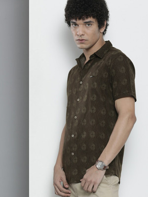 The Indian Garage Co. Men Geometric Print Casual Brown Shirt