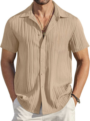 METRONAUT Men Self Design Casual Beige Shirt