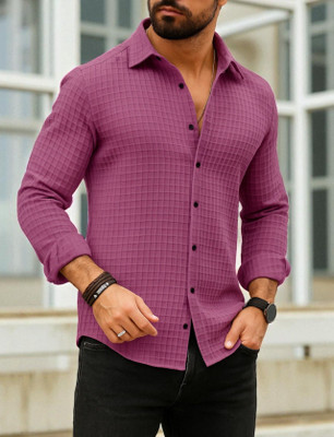 ZONANZA Men Solid Casual Pink Shirt
