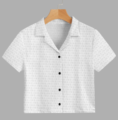 Waridashi Women Self Design Casual White Shirt
