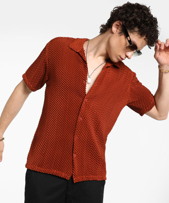 CAMPUS SUTRA Men Self Design Casual Brown Shirt