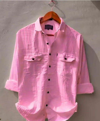 Zoitgiest Men Self Design Casual Pink Shirt