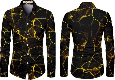 KAPURIYA FAB Men Self Design Casual Yellow, Black Shirt