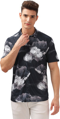Bullmer Men Printed Casual Black Shirt