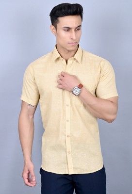 RENOUX Men Solid Casual Beige Shirt