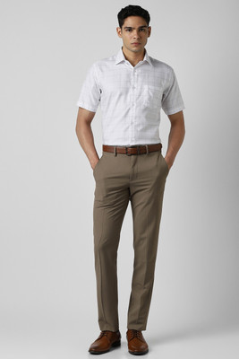 VAN HEUSEN Men Checkered Party White Shirt