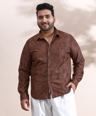 Instafab Plus Men Solid Casual Brown Shirt