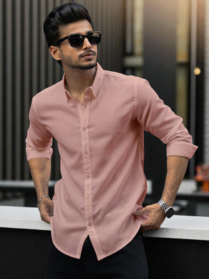 Yanthhi Men Solid Casual Beige Shirt