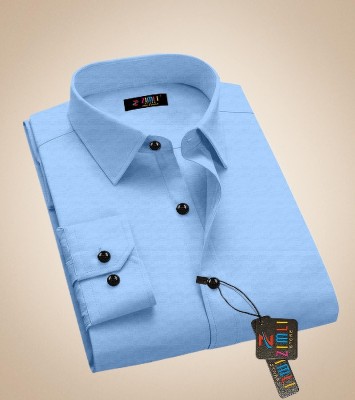 Zimli Men Solid Casual Light Blue Shirt